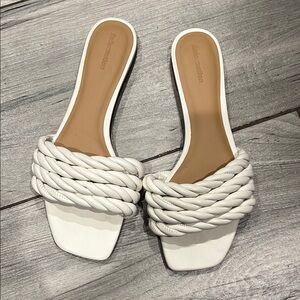 REFORMATION White Braided Flat Sandals
